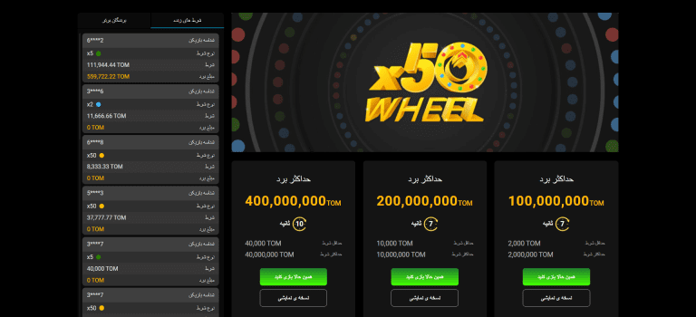 معرفی بازی کازینویی X50 WHEEL